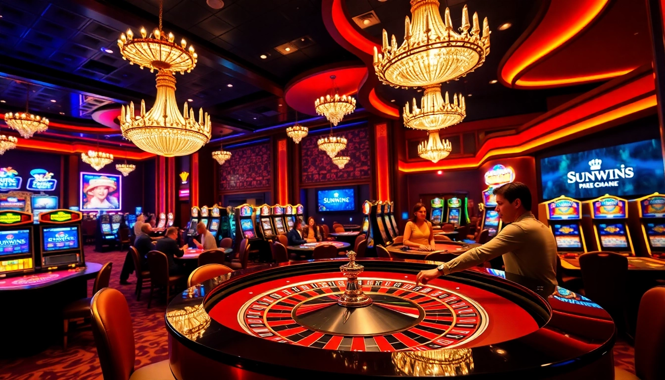 Players engaging in thrilling roulette and poker games at Sunwin casino, highlighting excitement.