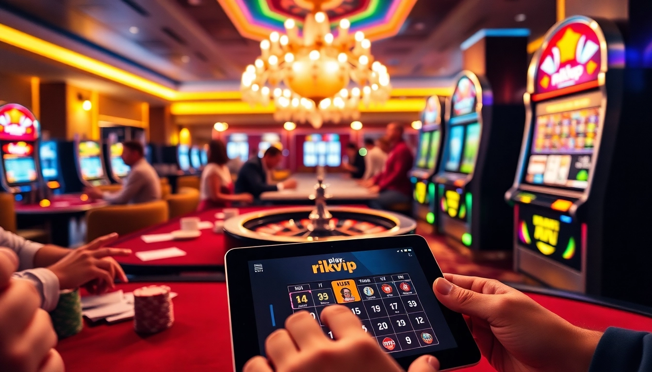 Engaging players enjoying the excitement of play rikvip at a vibrant casino.