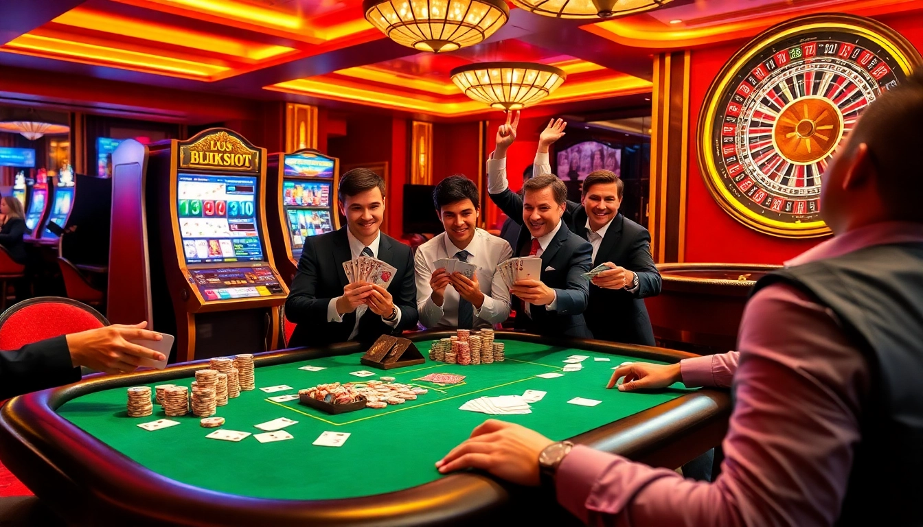 Exciting HB88 casino scene with poker tables and slot machines in vibrant colors.