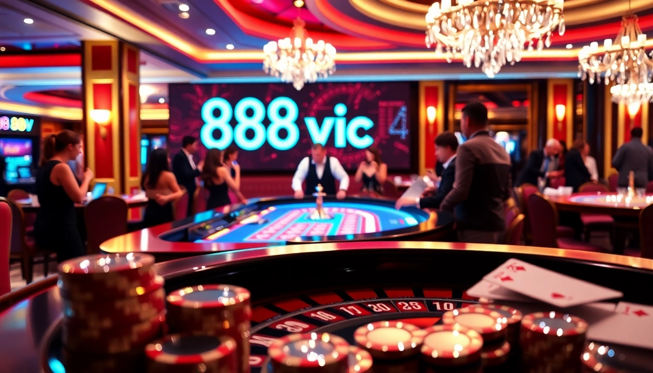 Engaging casino atmosphere with players enjoying 888vi codes and vibrant poker chips.