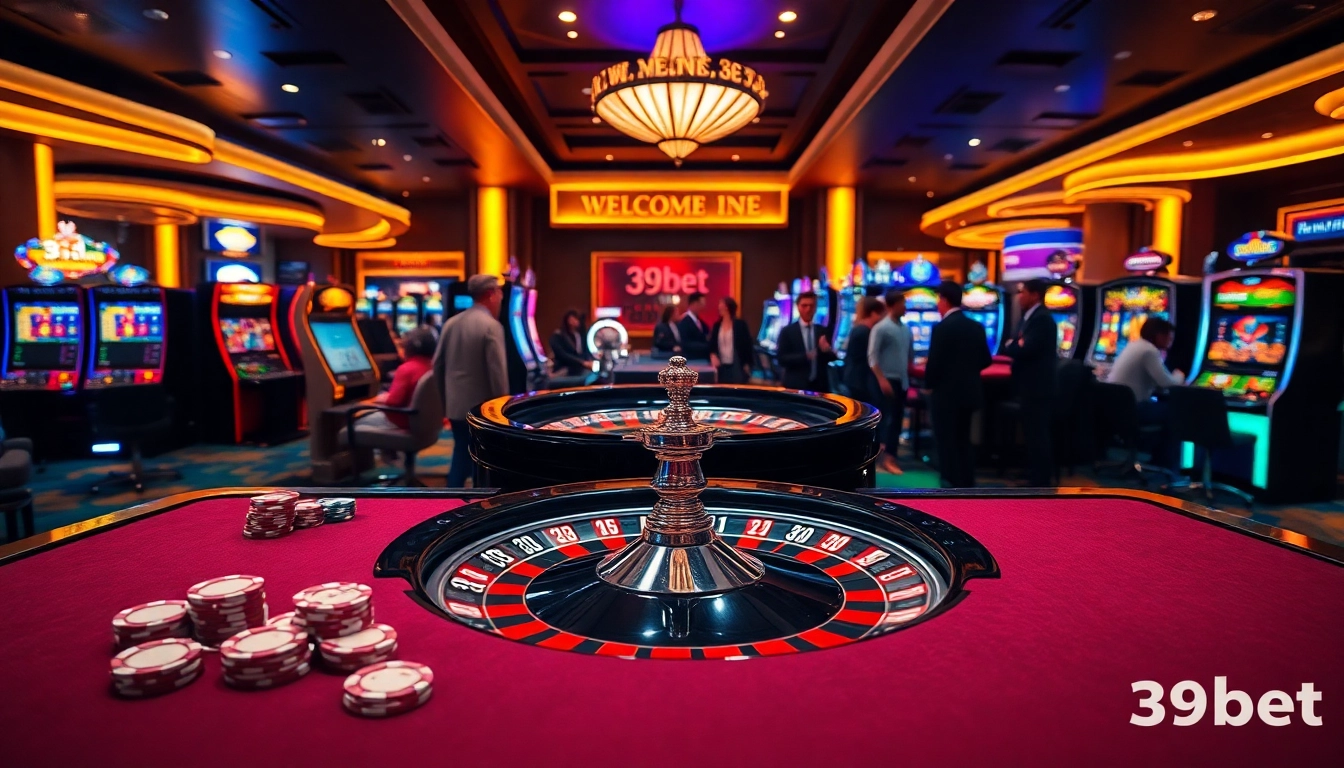 Experience the thrill of winning at 39bet with players enjoying a luxurious casino atmosphere.