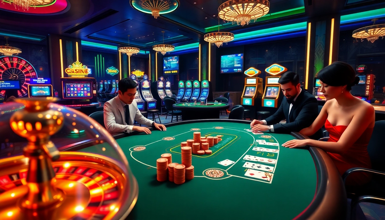 Players enjoying blackjack at Bet88vn.agency's luxurious casino scene with chips and cards.