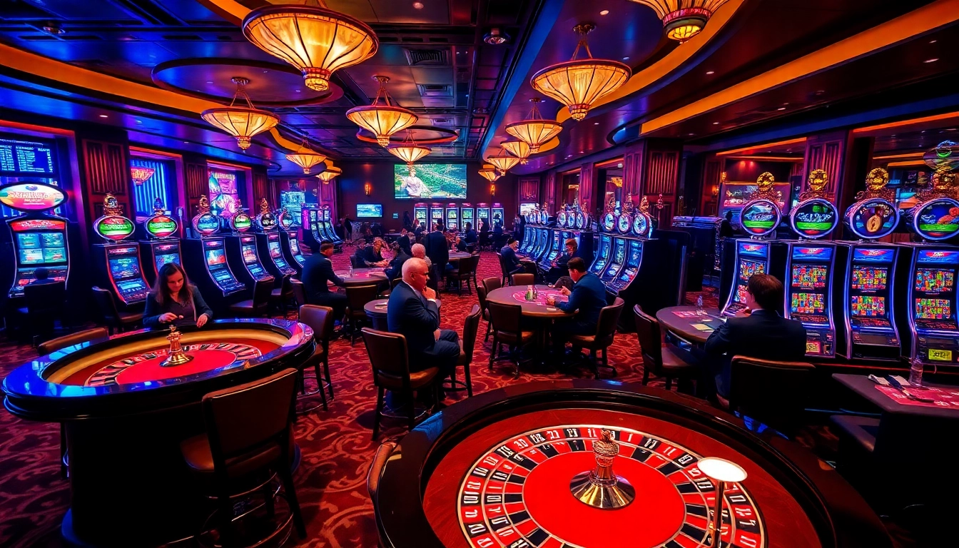 Experience the thrill of LUCK8 gaming with vibrant casino tables and slot machines.