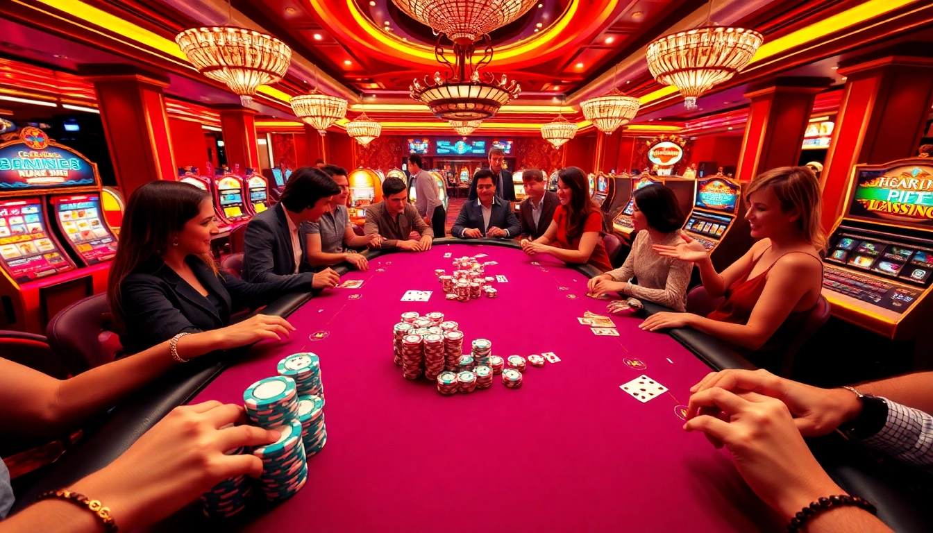W88 gamblers engaging around a luxury poker table with vibrant cards and chips.