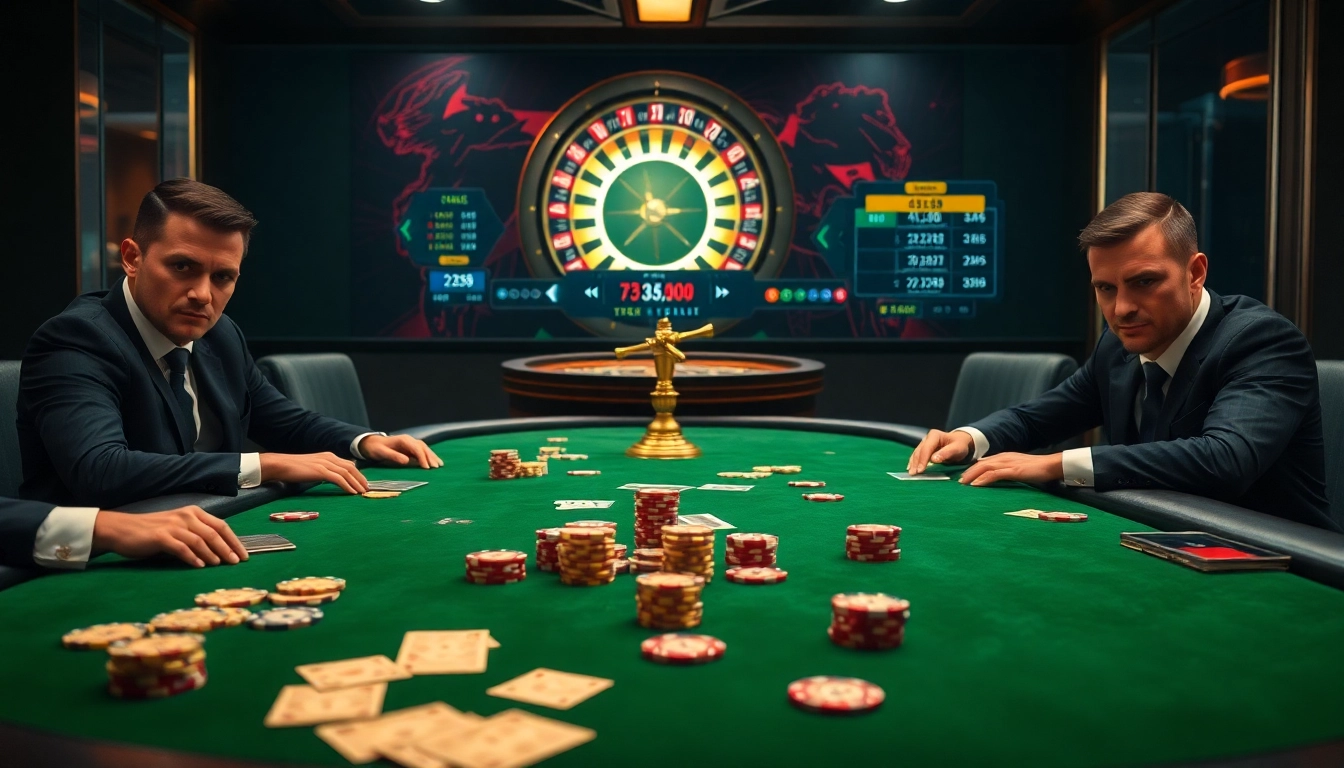 Players strategizing at a poker table in a luxurious setting, featuring https://kjcpro.it.com/ casino elements.