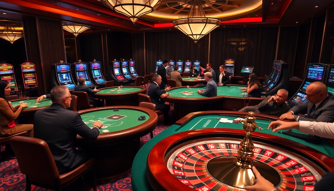 KJC casino scene with poker chip action and roulette excitement.