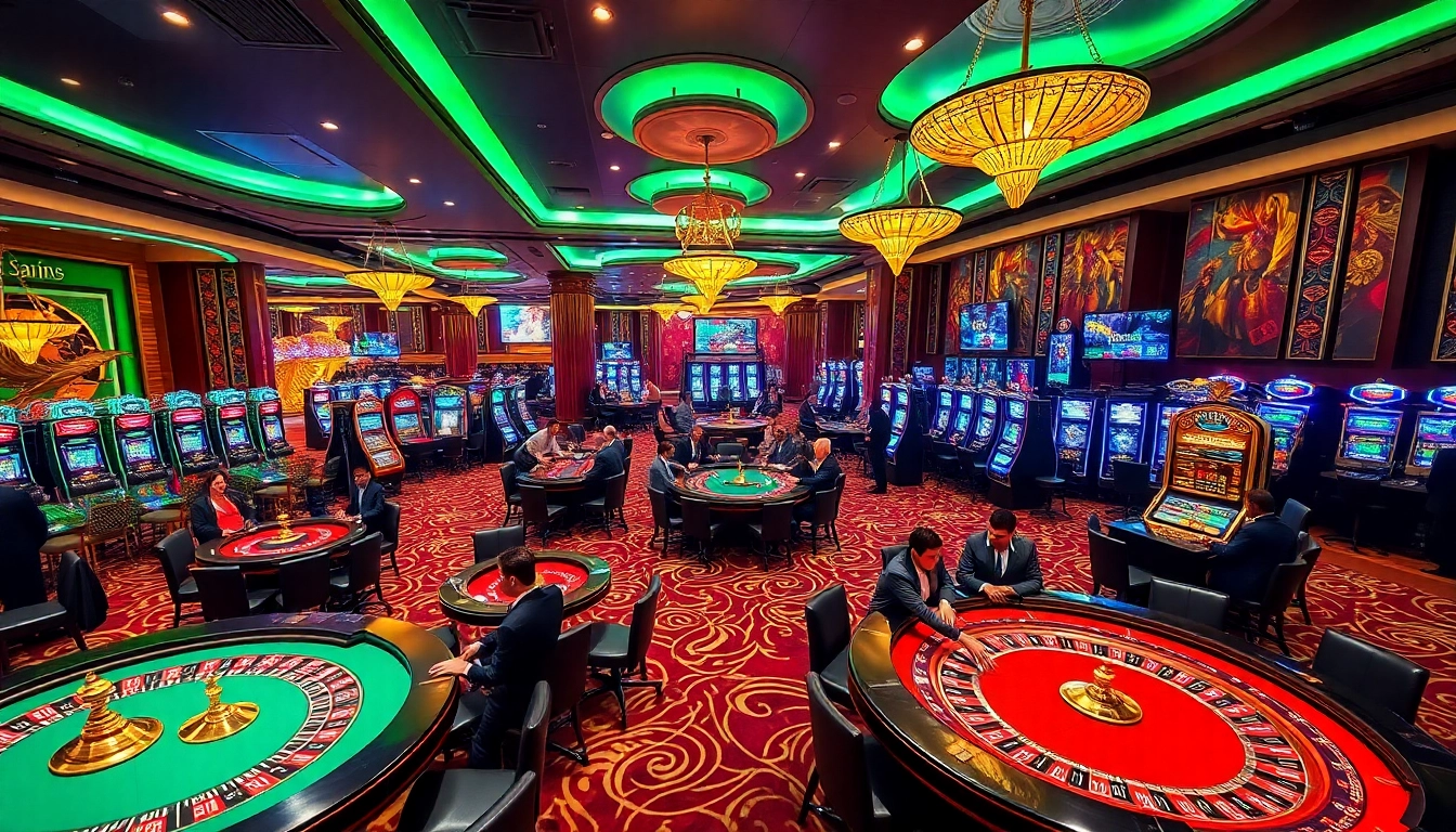 Engaged players betting on TK88 at a bustling, luxurious casino atmosphere.