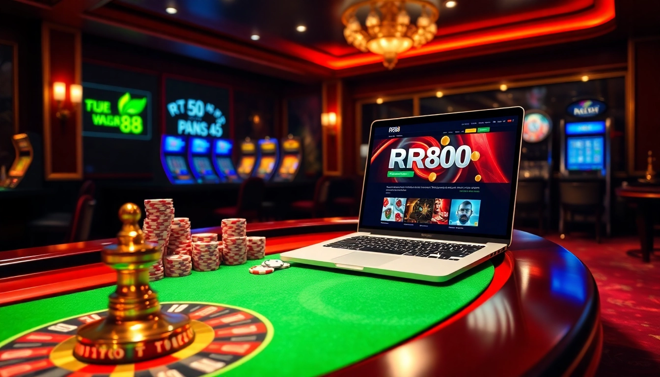 Experience the thrill of casino gaming with RR88 featuring roulette and poker elements.