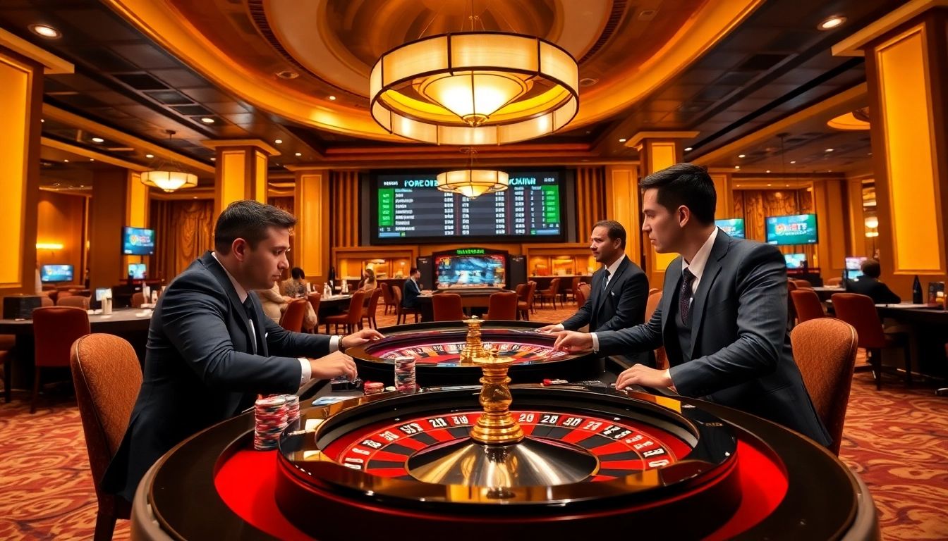 Players enjoying casino excitement with 9BET games at a vibrant roulette table