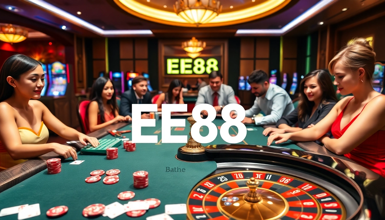 EE88 casino gameplay with colorful chips and elegant roulette table in action