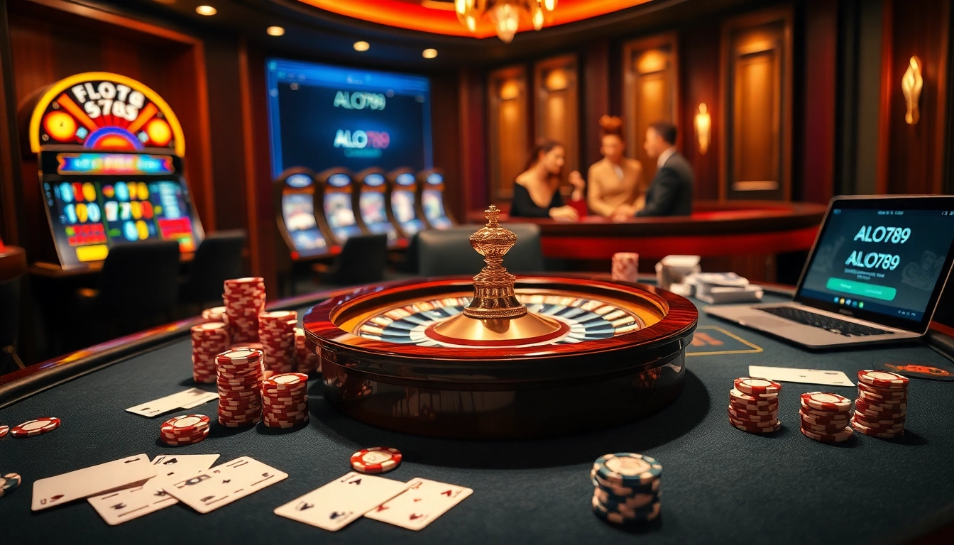 Experience the thrill of gambling at ALO789 with lively poker and roulette setups.