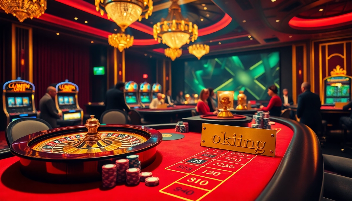 Experience luxury and thrill at the okking casino, featuring glamorous tables and vibrant gaming action.
