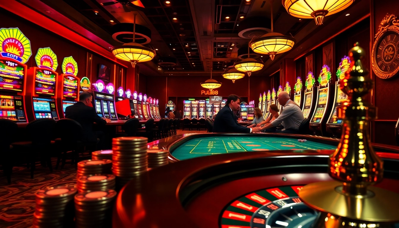 Engaging players competing at a high-stakes table in pub88 casino, excitement in the air.