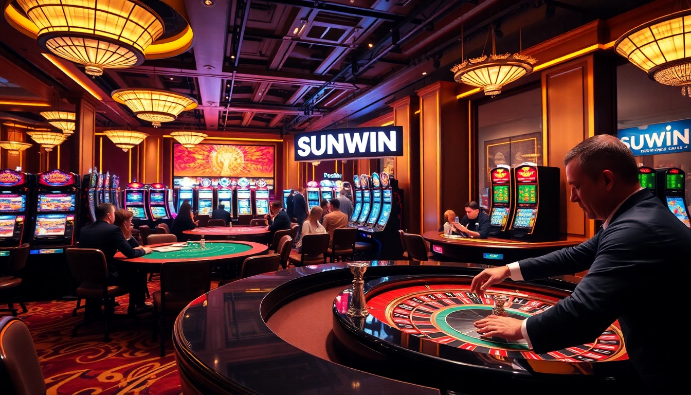 Players experiencing the excitement of SUNWIN at a luxurious casino.