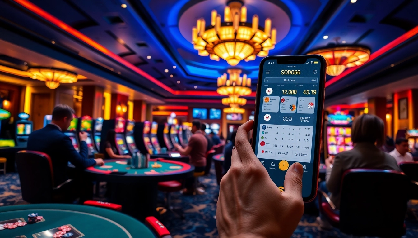 Experience the thrilling SODO66 app with vibrant casino games and elegant design.