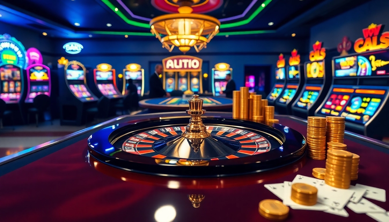 Experience the excitement of playing at abc8 with a dynamic casino scene featuring poker and roulette.