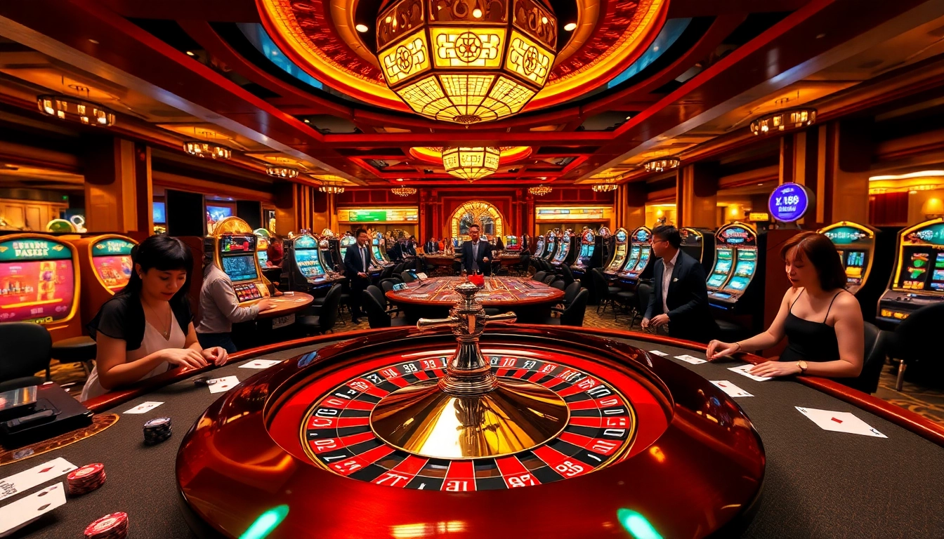Experience lively gambling with players at the xin88 casino roulette table and vibrant atmosphere.