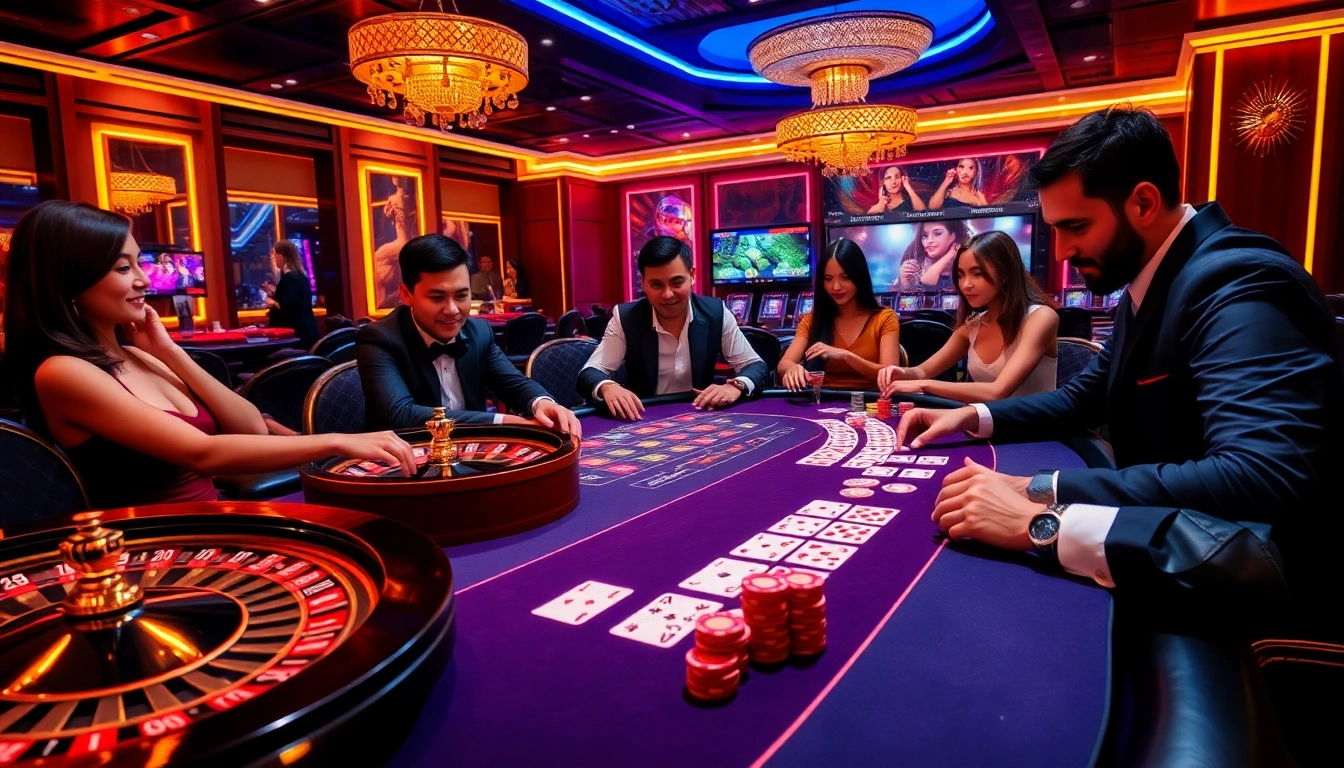 Experience thrilling casino gaming at Lc88.com with vibrant tables and excited players.