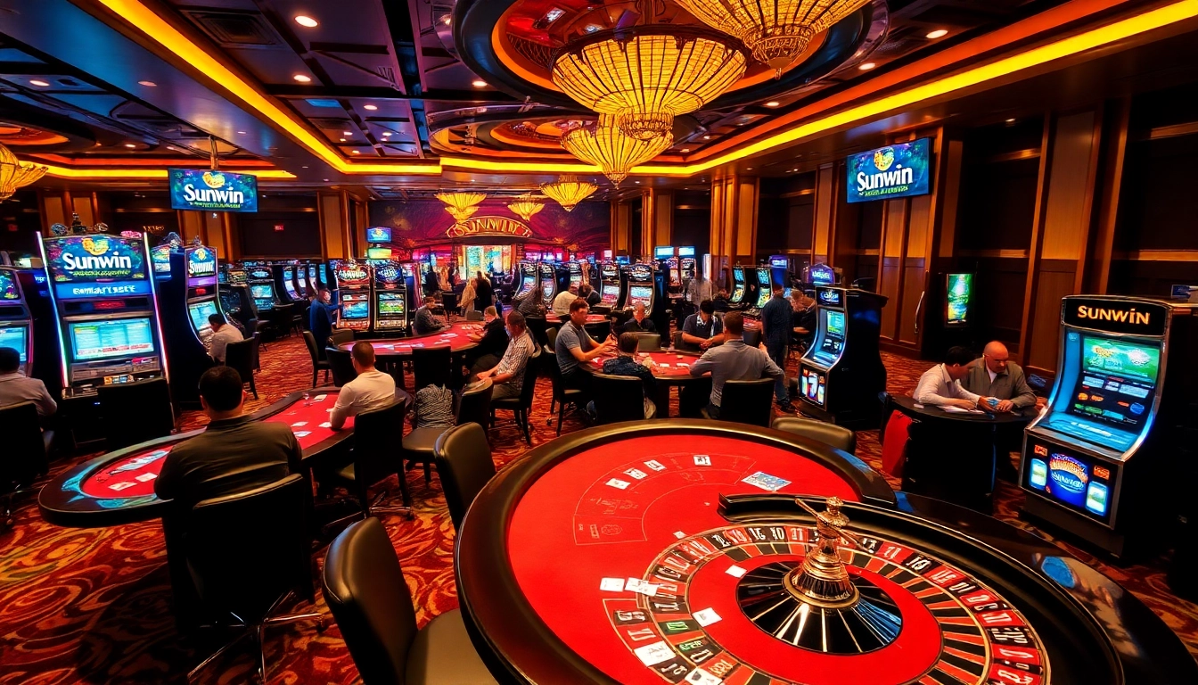Players enjoying a thrilling moment at sunwin's vibrant casino tables.